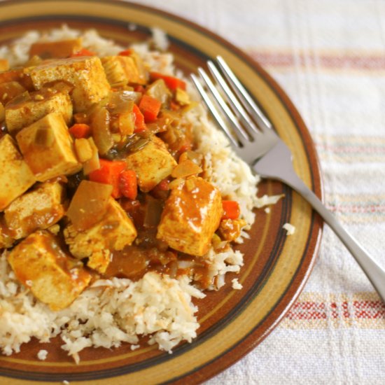 Tofu Curry with Cauliflower Rice