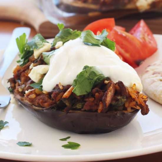 Greek stuffed eggplant