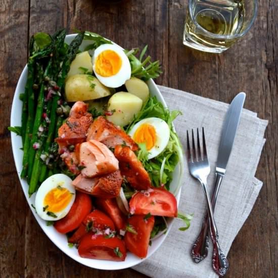 Warm Salmon Salad Niçoise