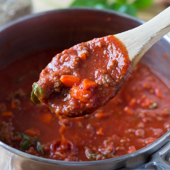 Spaghetti with Ground Beef Marinara