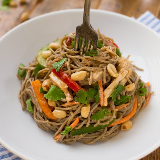 Spicy Peanut Soba Noodle Salad