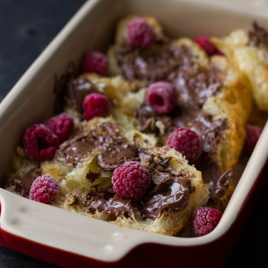 Croissant pudding with Nutella