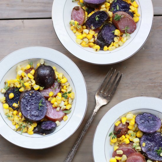 Herb Roasted Purple Potatoes & Corn