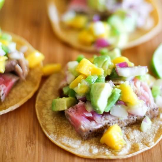 Seared Ahi Tacos with Mango Salsa