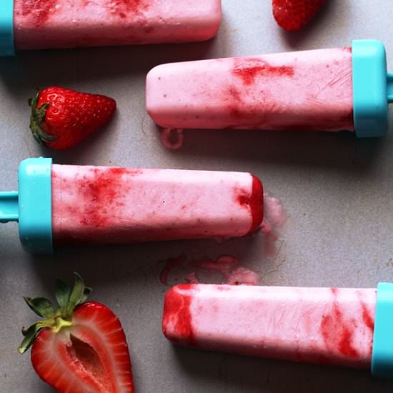 Coconut Strawberry Swirl Pops