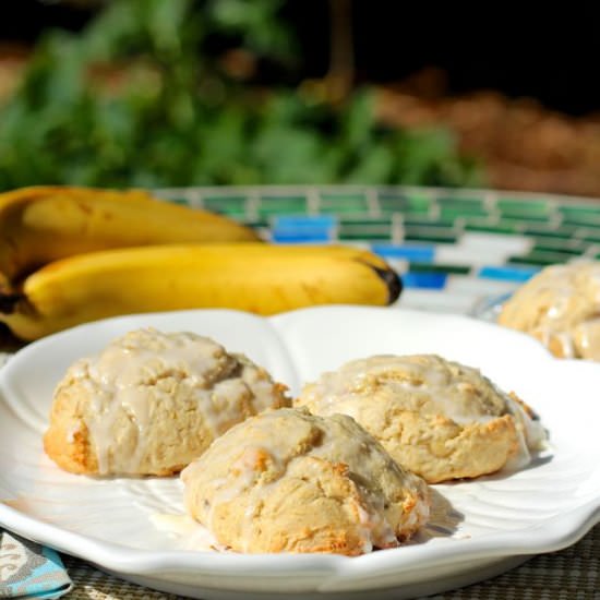 Banana Scones with Vanilla Glaze