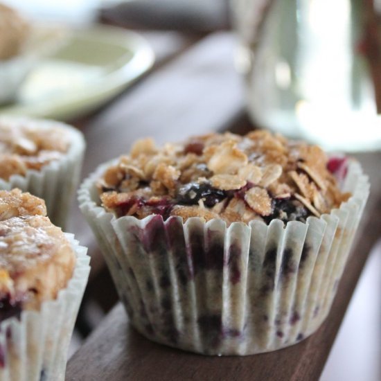 Blueberry Oatmeal Streusel Muffins