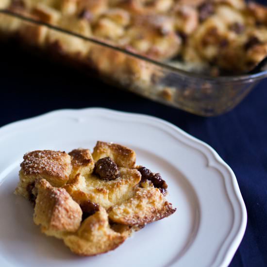 Boozy Bread Pudding with Chocolate