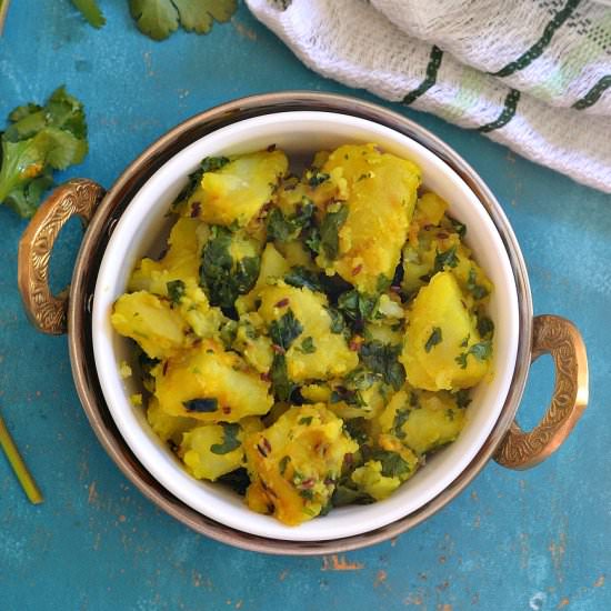 Potato Coriander Stir Fry