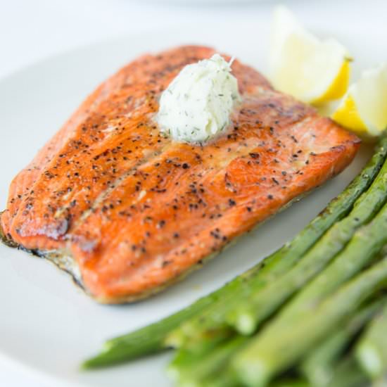 Pan Seared Salmon with Dill Butter