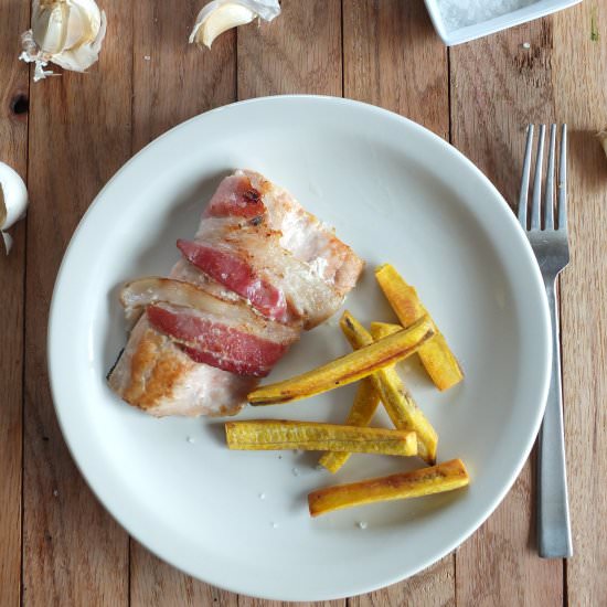 Bacon Salmon and Plantain Fries