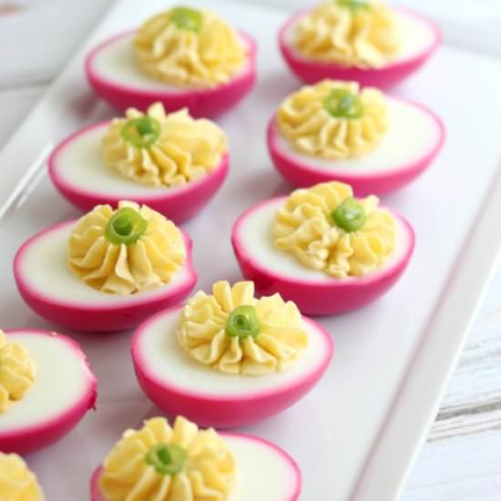 Beet Dyed Deviled Eggs