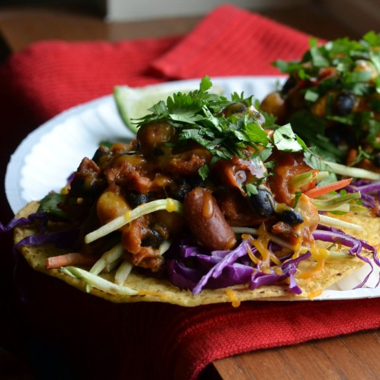 BBQ Chicken and Bean Tostadas