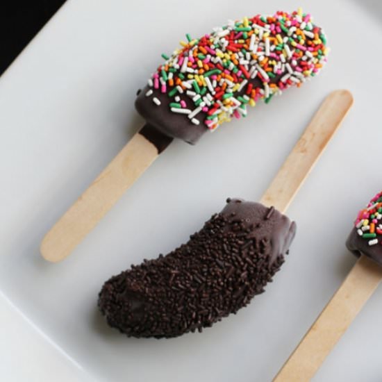 Chocolate Dipped Frozen Bananas