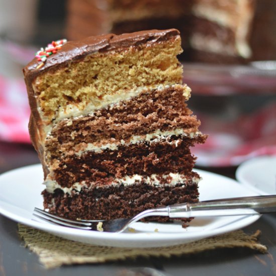 Chocolate Peanut Butter Ombre Cake