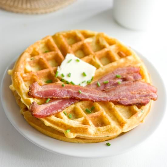 Cheesy Chipotle Cornbread Waffles