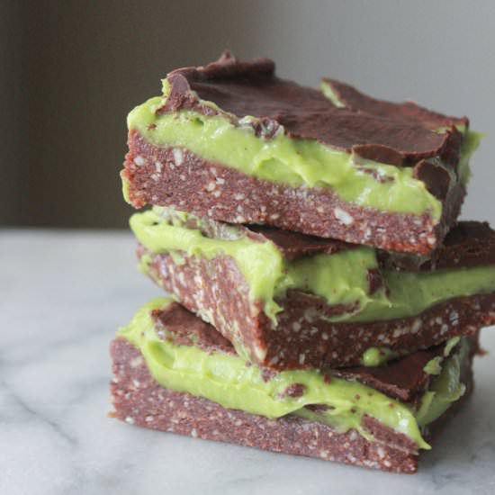 Avocado Mint Cream Brownie Bars