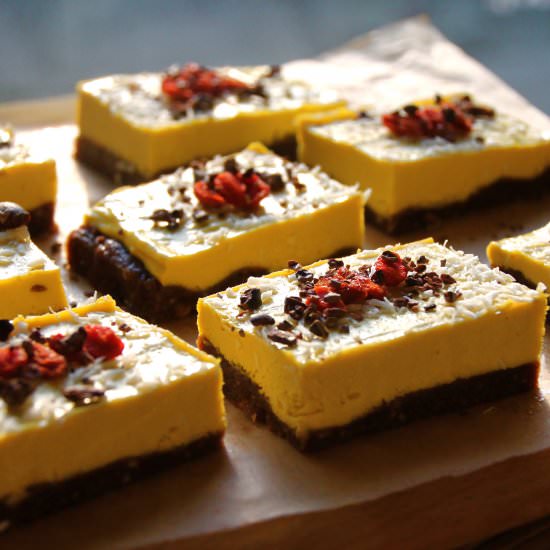 Raw Mango Cheesecake Slices