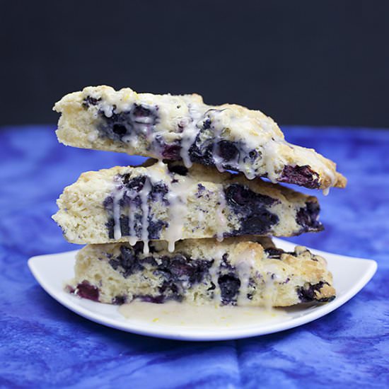 Blueberry Scones with Lemon Glaze