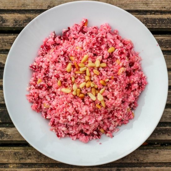 Cauliflower Couscous with Raw Beet