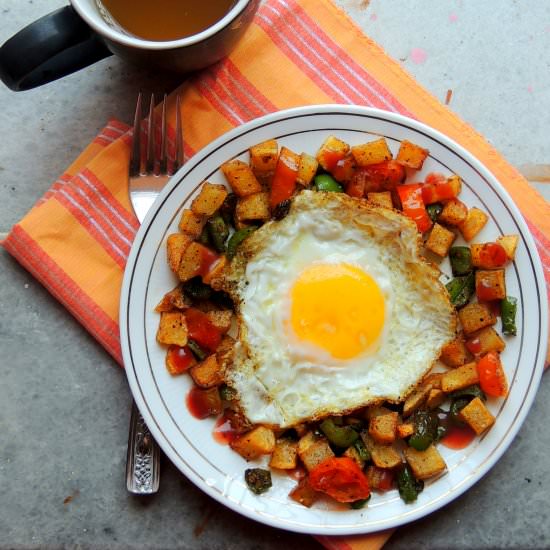 Cajun Potato Hash with Fried Egg