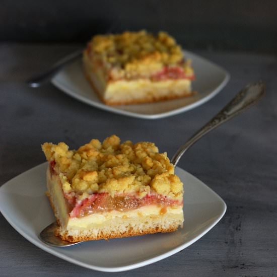 Rhubarb and Custard Streusel Cake