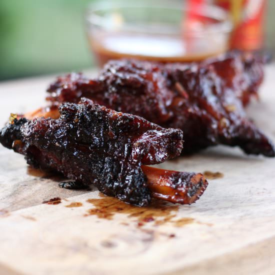 Smoky Beef Ribs with Sriracha BBQ