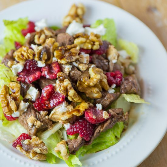 Steak Goat Cheese + Raspberry Salad