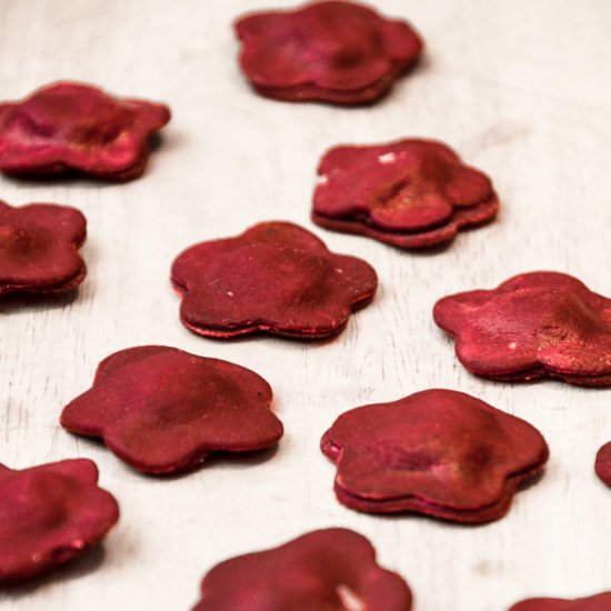 Homemade beet ravioli