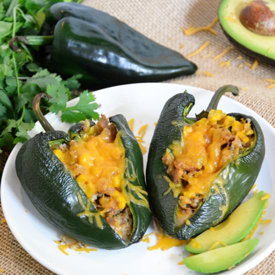 Green Chile Sausage Stuffed Peppers