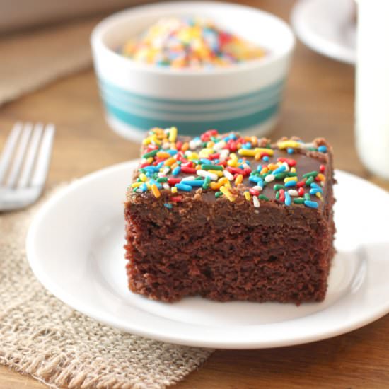 Wacky Cake with Fudge Frosting