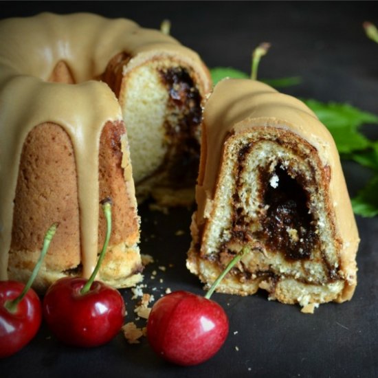 Coffee Glazed Sweet Cherry Cake