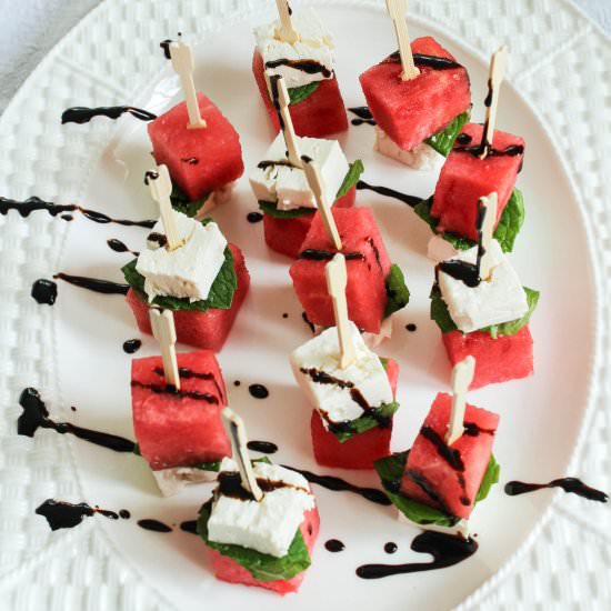 Watermelon Feta Mint Skewers