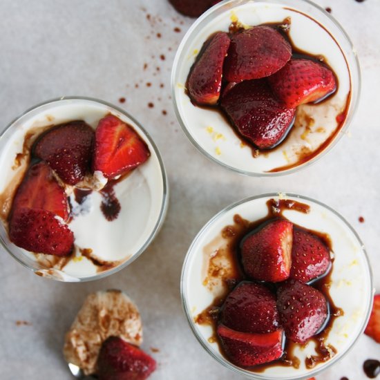 Balsamic Strawberry Panna Cotta