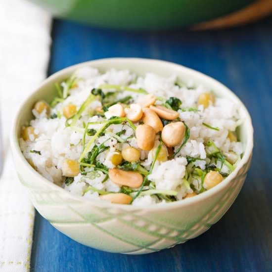 Coconut Rice with Pea Tendrils