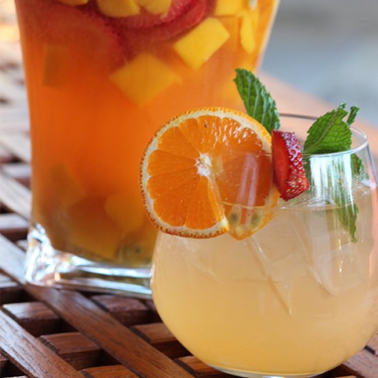 Tropical sangria with passion fruit