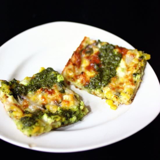 Corn Pizza with Cilantro Pesto