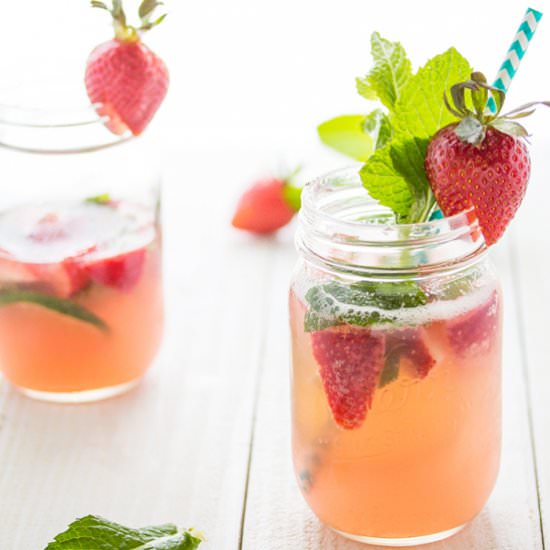 Strawberry-Rhubarb Rosé Sangria