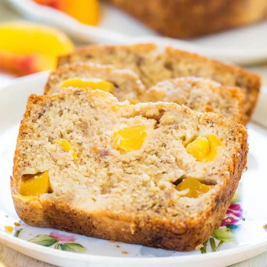 Peach Mango Coconut Banana Bread