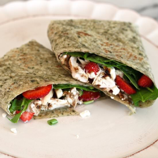 Strawberry Spinach Salad Wrap