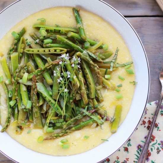 Spring Veggies over Polenta