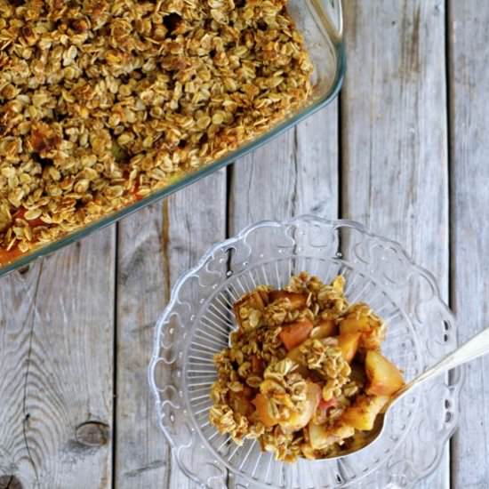 Rhubarb, Apple & Ginger Crumble