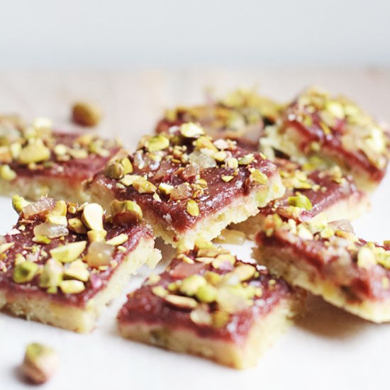 Rhubarb, Ginger & Pistachio Bars