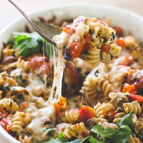 Mediterranean Chicken + Pasta Bake