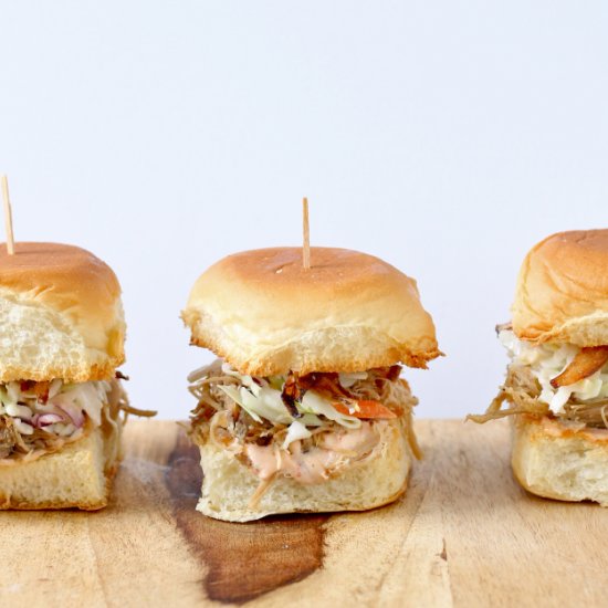 Kalua Pig Sliders with Coleslaw