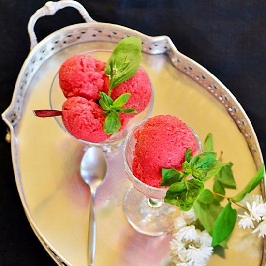 Berry Basil Wine Sorbet