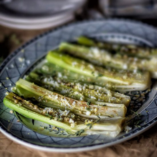 Broiled Leeks Vinaigrette