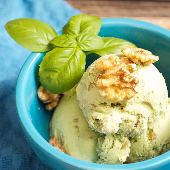 Basil Honey and Walnut Gelato