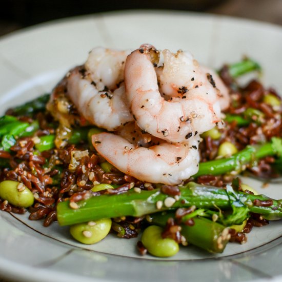 Red Rice Salad with Prawns