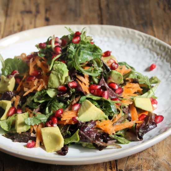 Avocado, Carrot & Pomegranate Salad